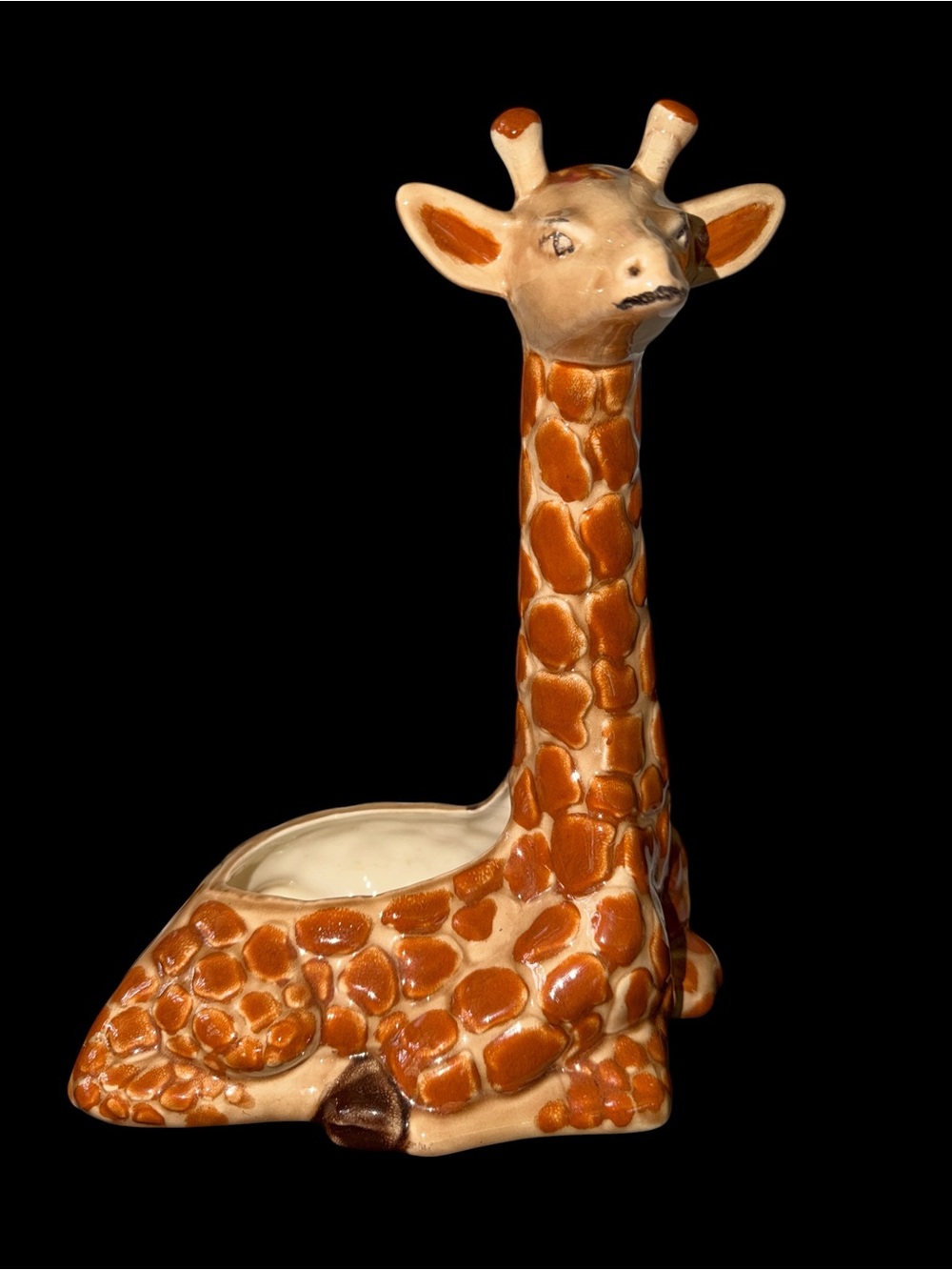 Giraffe Ceramic Planter in Warm Brown - Decorative Home Art 1977 Vintage